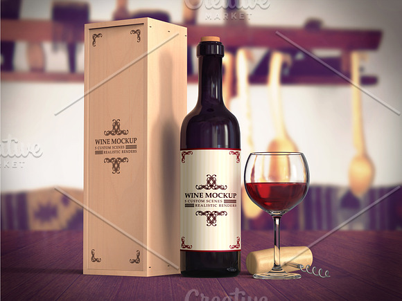 5 Scene Wine Mockup Pack in Product Mockups - product preview 4