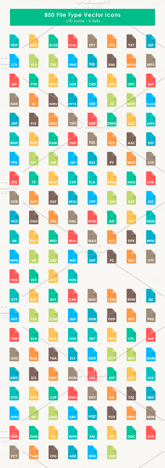 170 File Type Vector Icons in Graphics - product preview 1