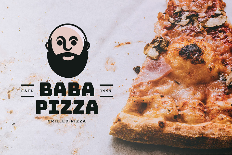 Baba Pizza Mascot Logo