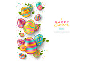 Easter vertical border with color eggs