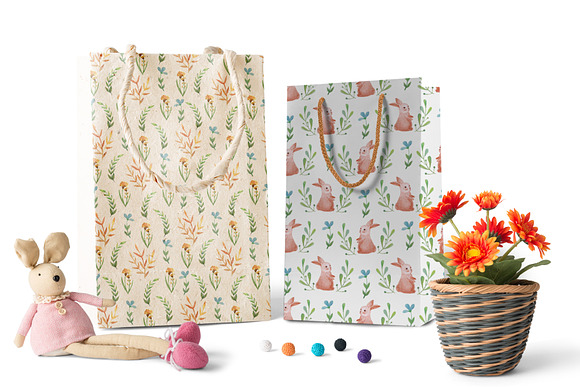 Watercolow rabbit and Floral set in Illustrations - product preview 3
