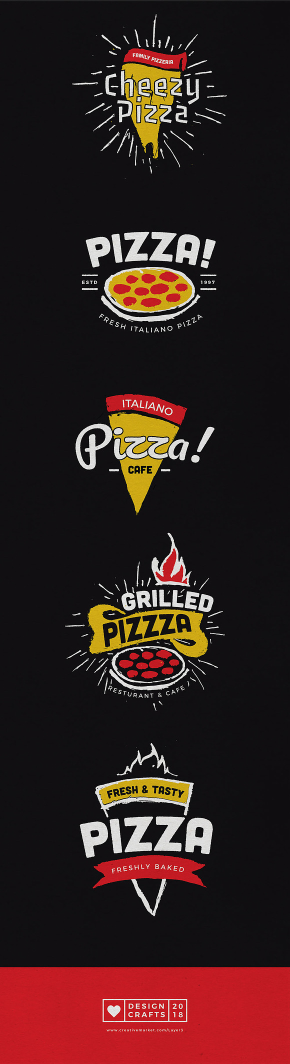 Hand Draw Pizza Logo Badges in Logo Templates - product preview 1