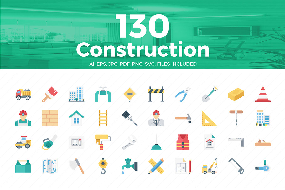 Construction Color Vector Icons Set