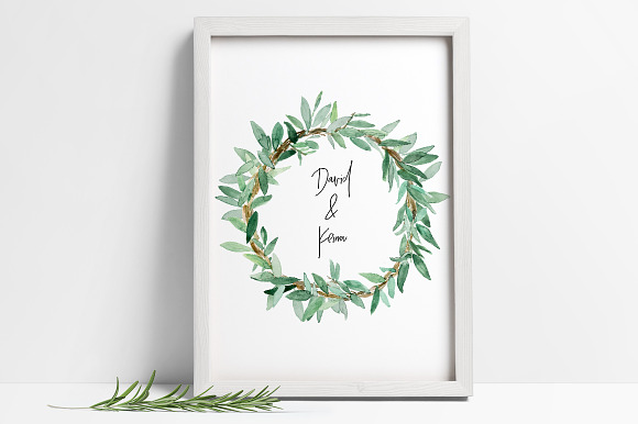 Olive Branch Wreath Hand Painted in Illustrations - product preview 3