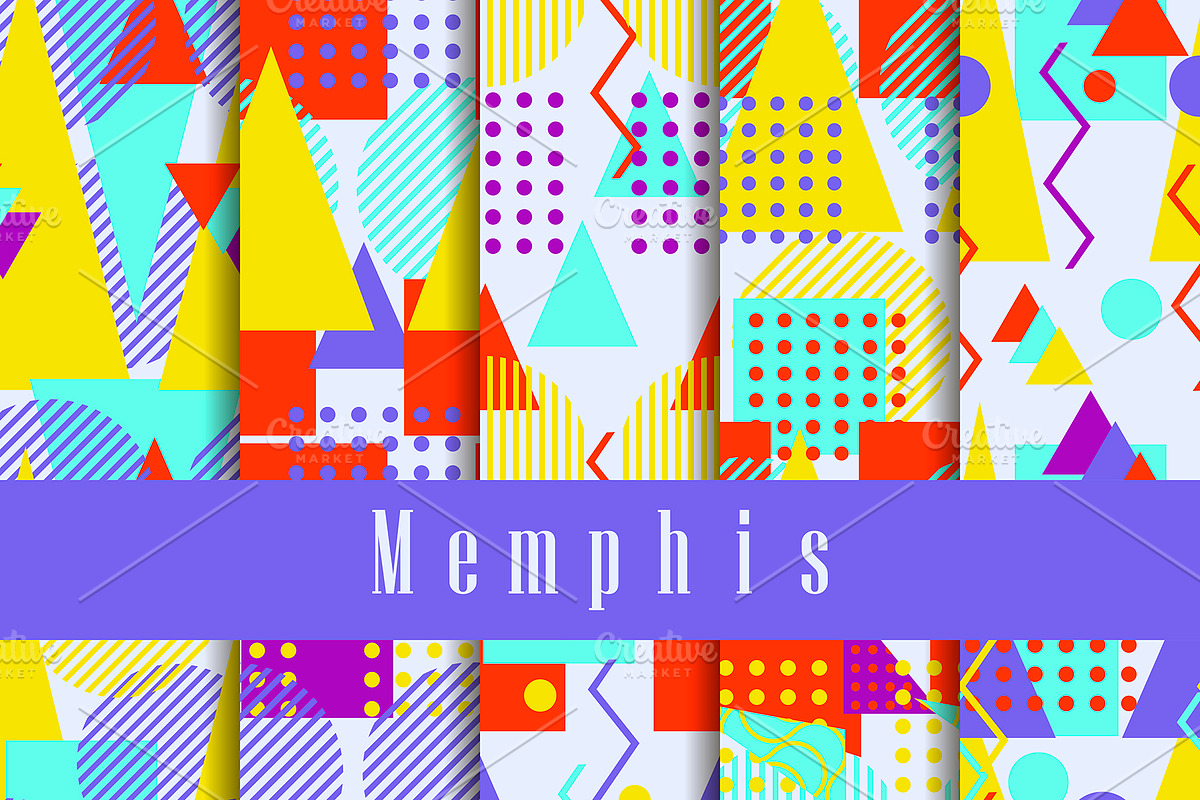 Memphis seamless pattern set in Patterns - product preview 8