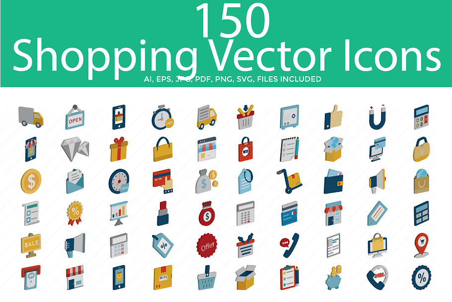Shopping Color Vector Icons Set