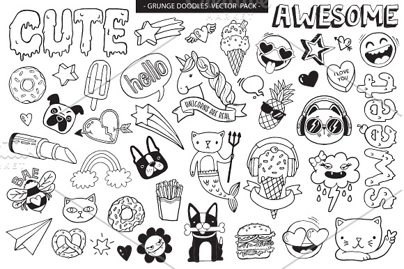 Download Grunge Graffiti Doodles Vector Pack | Creative Daddy