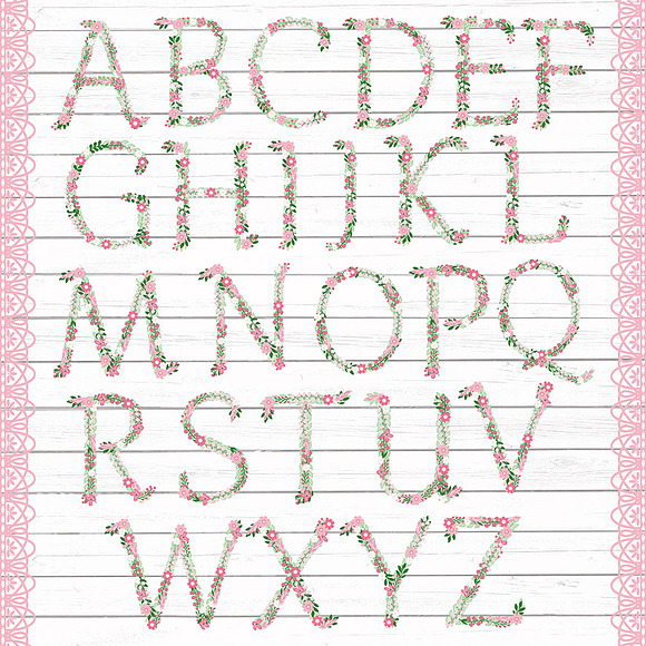 Rustic Floral/feather Alphabet Clipa in Illustrations - product preview 2