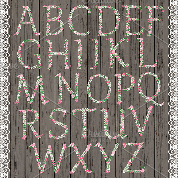 Rustic Floral/feather Alphabet Clipa in Illustrations - product preview 3