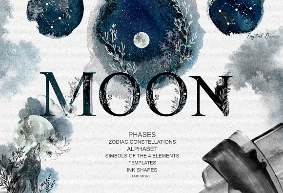fhases MOON; zodiac constellations in Objects - product preview 11