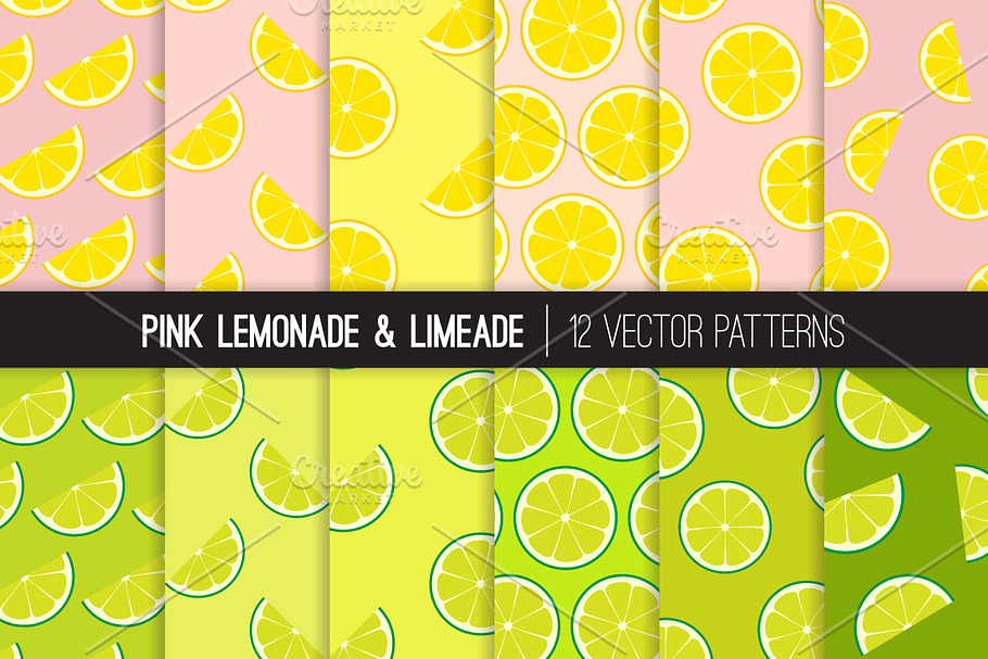 Vector Lemonade and Limeade Patterns