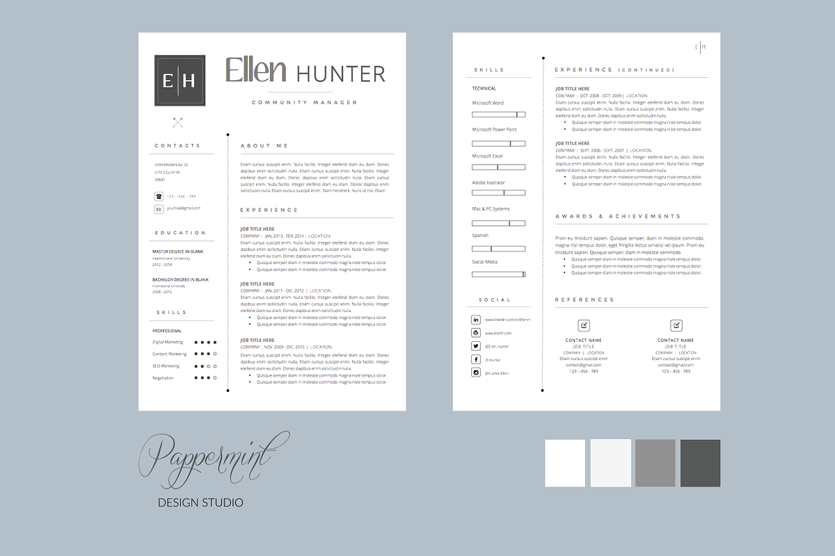 Resume Template + Cover Letter WORD in Letter Templates - product preview 8