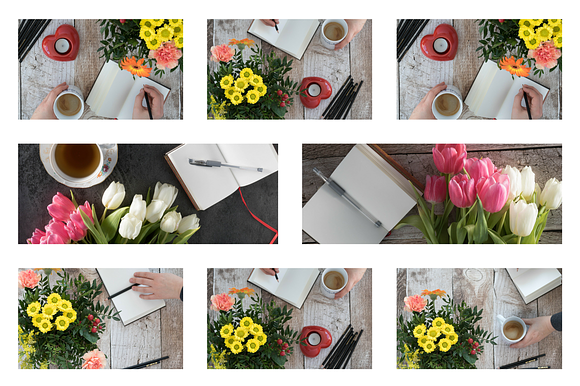 Notebook Mockup with Summer Flowers in Product Mockups - product preview 5