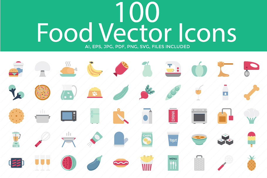 Food Color Vector Icons Set