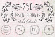 250 Handsketched Design Elements