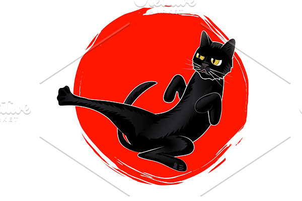 Cute Karate Black Cat