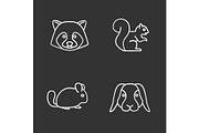 Pets chalk icons set