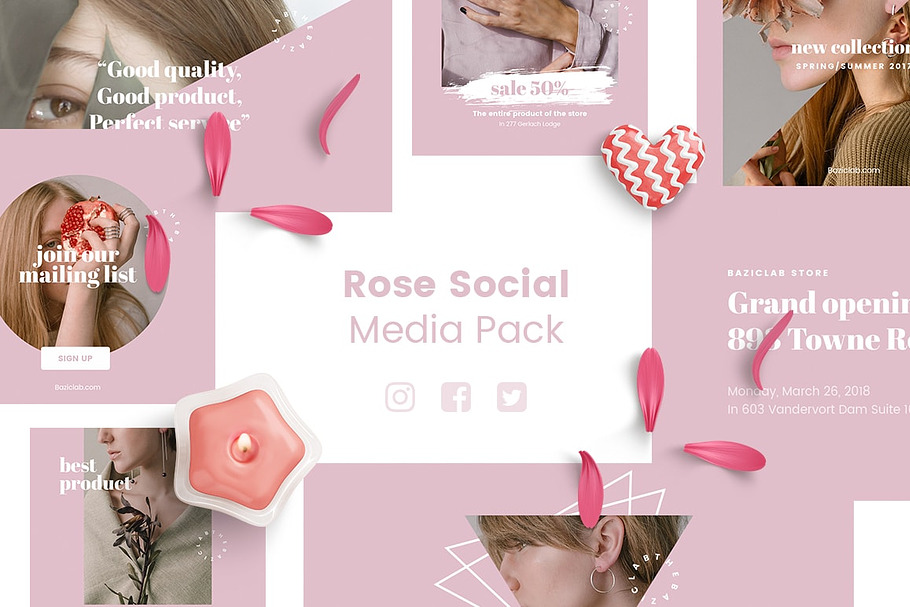 Rose Social Media Kit in Social Media Templates - product preview 8