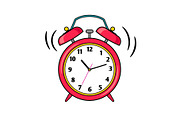 Cartoon red ringing alarm clock