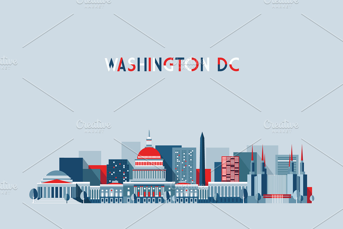Washington DC skyline, USA in Illustrations - product preview 8