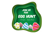 Egg hunt Easter banner paper cut