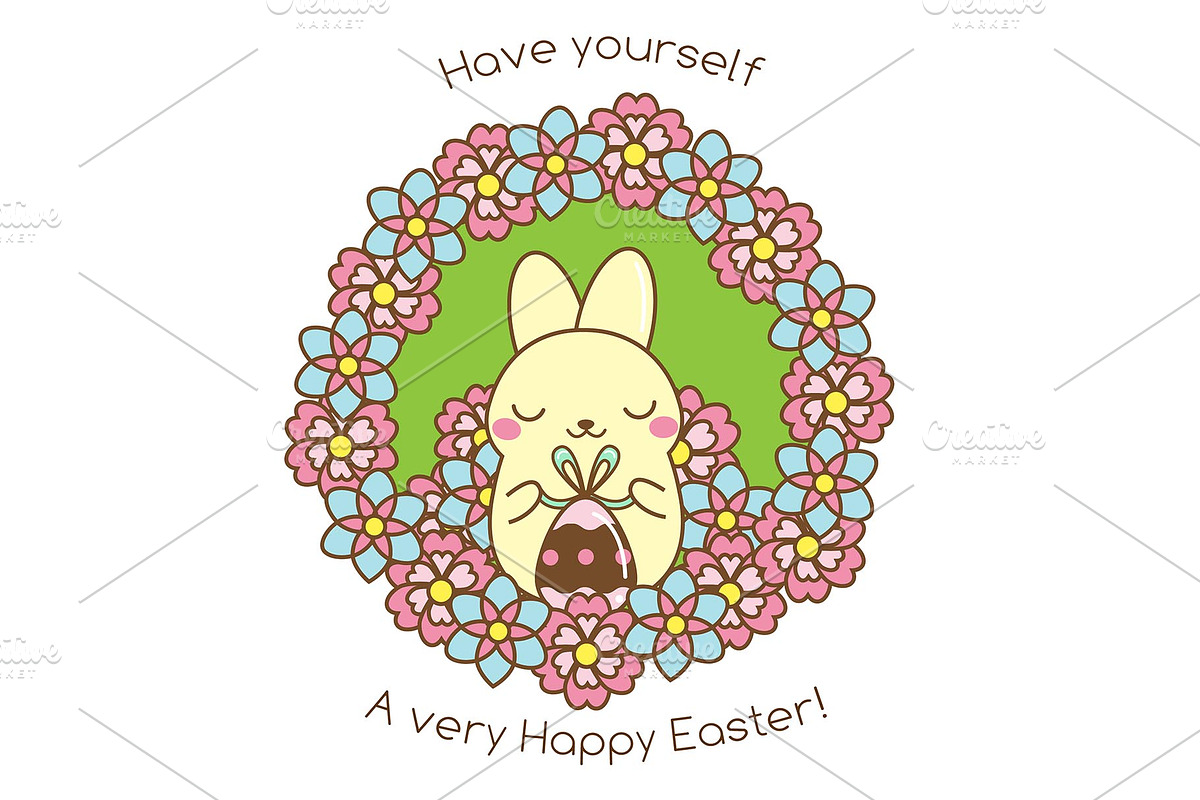 Happy Easter kawaii banner in Graphics - product preview 8
