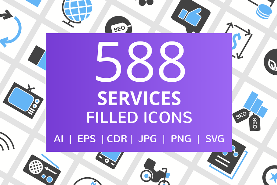 588 Services Filled Icons in Graphics - product preview 8
