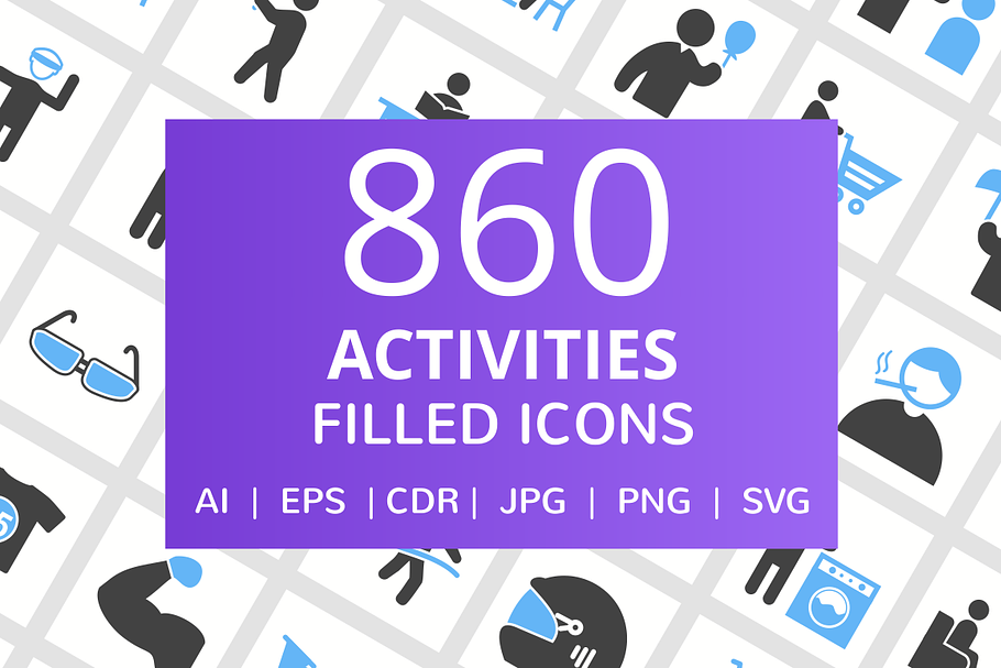 860 Activities Filled Icons in Graphics - product preview 8