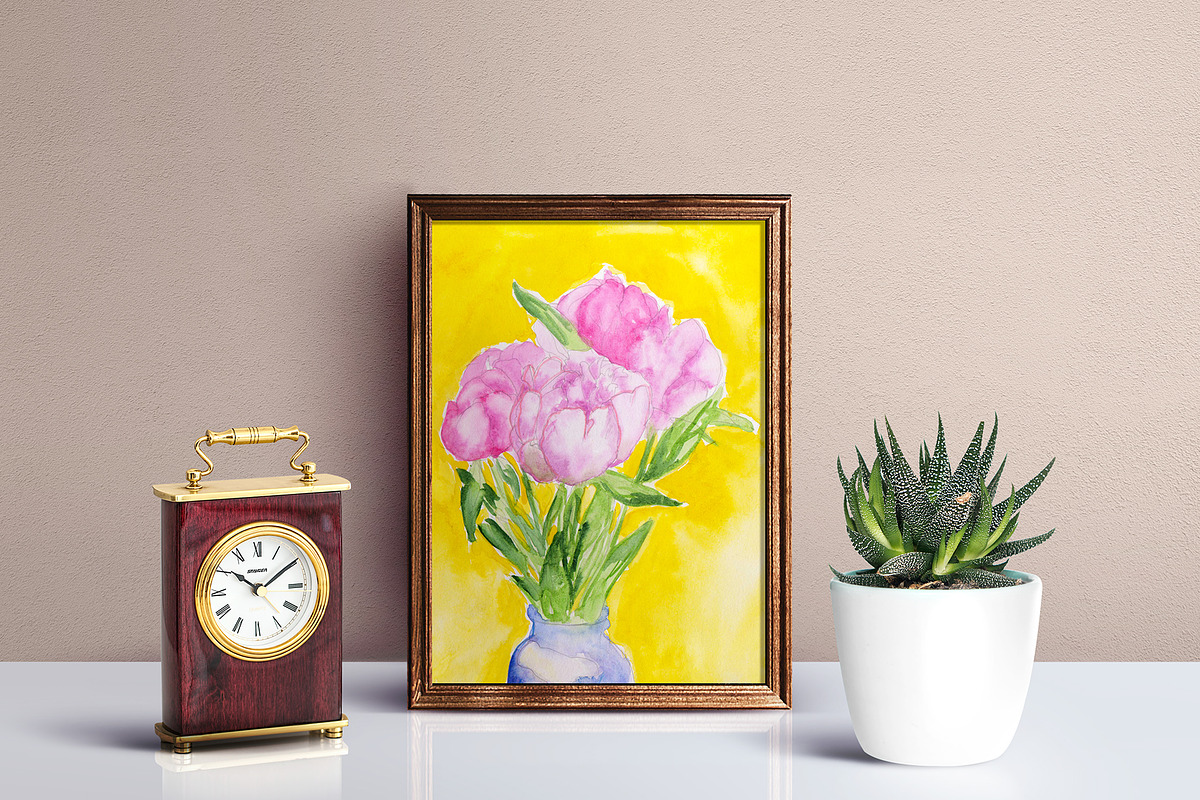 Watercolor Peony Flowers in Illustrations - product preview 8