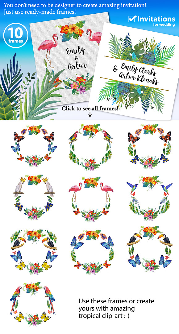 Tropical summer. Wedding and more in Illustrations - product preview 1