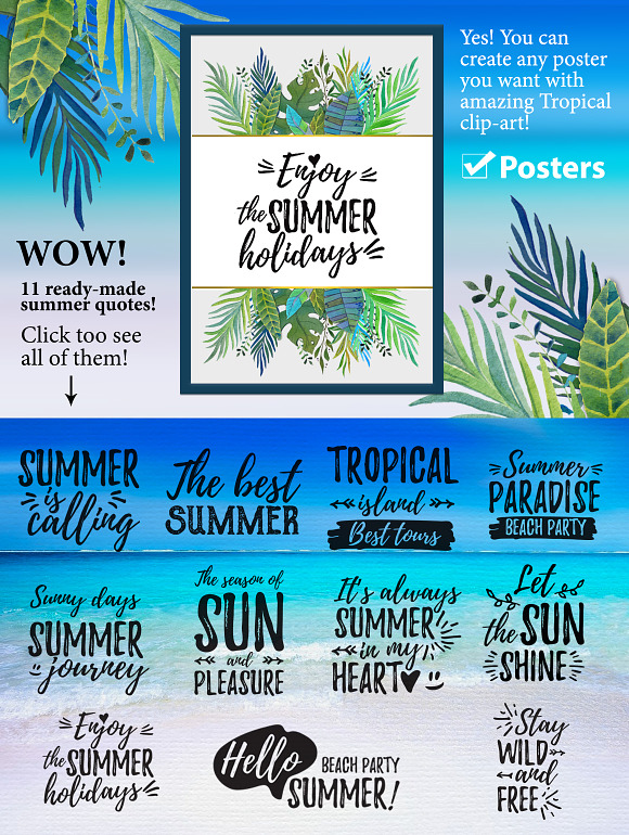 Tropical summer. Wedding and more in Illustrations - product preview 3