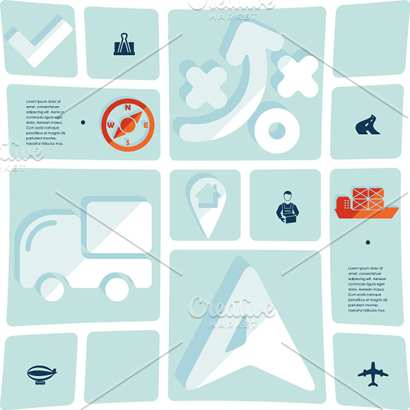 45 NAVIGATION FLAT infographics in Presentation Templates - product preview 2