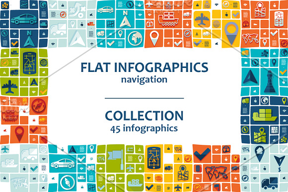 45 NAVIGATION FLAT infographics in Presentation Templates - product preview 3