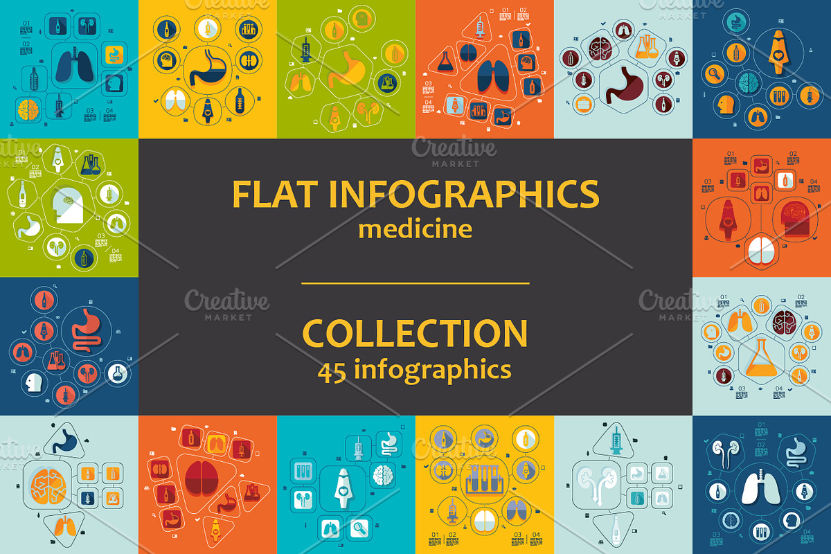 45 MEDICINE FLAT infographics in Presentation Templates - product preview 8