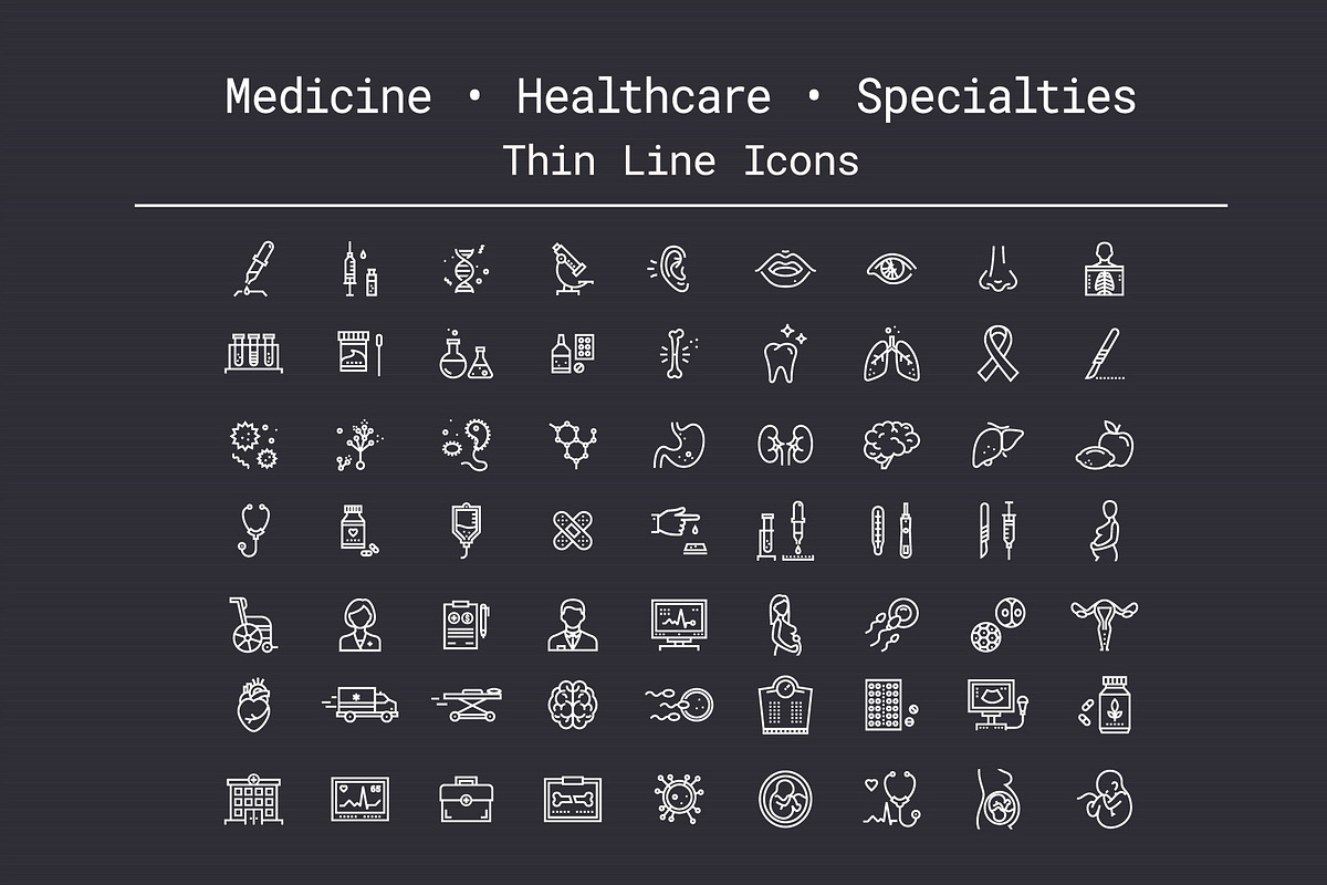 Medicine, Healthcare Thin Line Icons in Icons - product preview 8