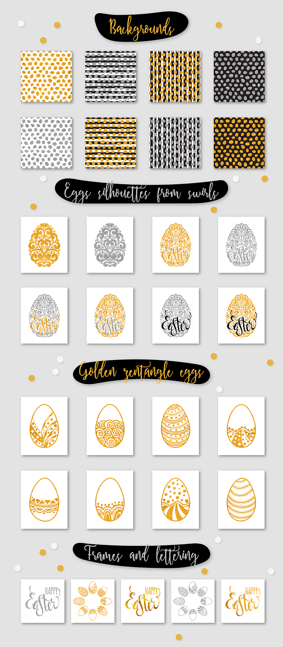 Golden and Silver Easter in Illustrations - product preview 3