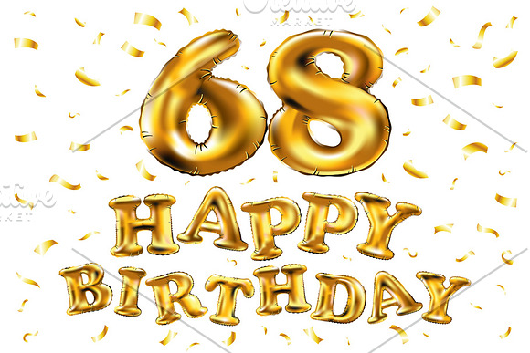 happy birthday 68 balloons gold in Graphics - product preview 1