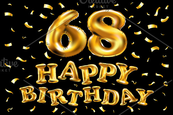 happy birthday 68 balloons gold in Graphics - product preview 2