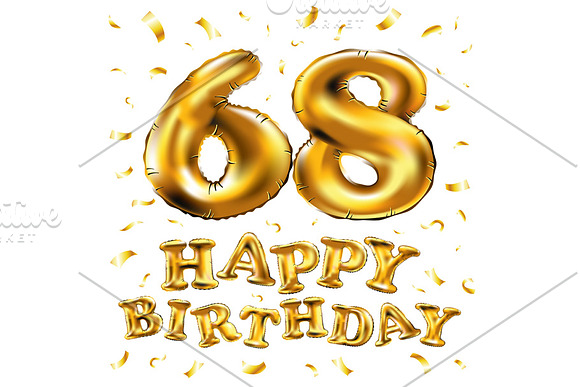 happy birthday 68 balloons gold in Graphics - product preview 3