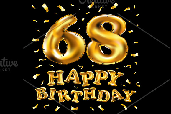 happy birthday 68 balloons gold in Graphics - product preview 4