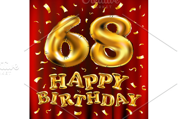 happy birthday 68 balloons gold in Graphics - product preview 5