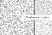 3 floral vector seamless pattern