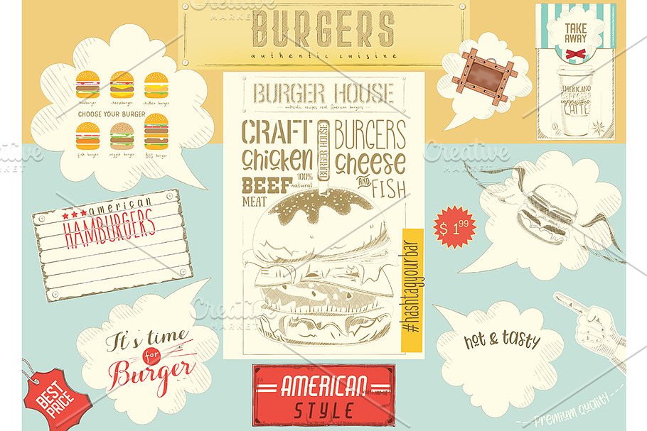 Template Menu Placemat for Burger in Illustrations - product preview 8