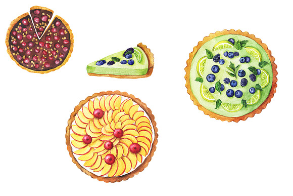 Watercolor desserts set in Illustrations - product preview 4
