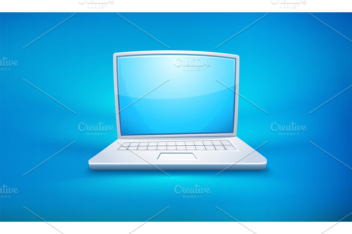 Cartoon laptop icon with empty blue in Illustrations - product preview 8