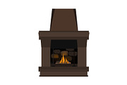 Fireplace in Danish hygge style - cozy and comfortable. Vector illustration