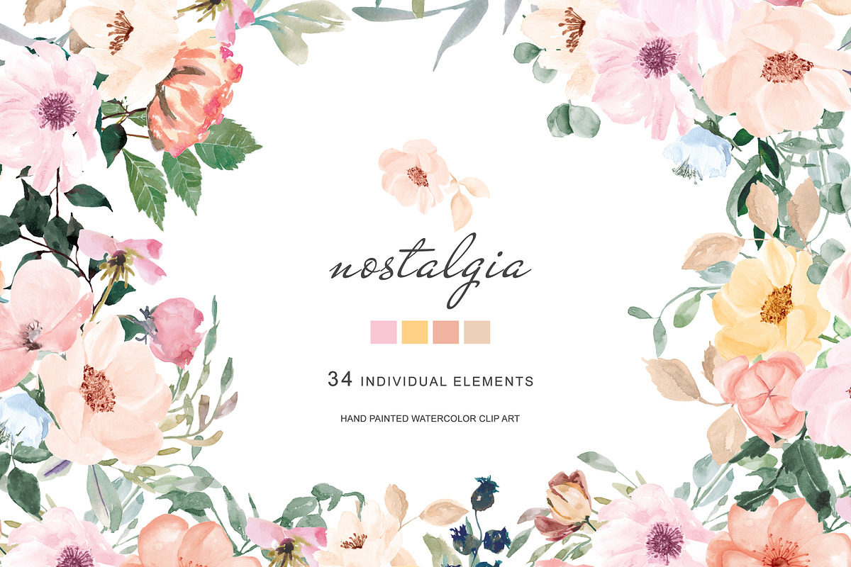 Hand Painted Watercolor Blush Floral in Illustrations - product preview 8