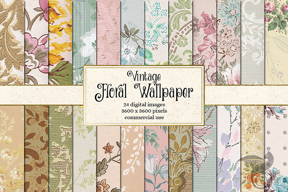 Vintage Floral Wallpaper Textures in Textures - product preview 2