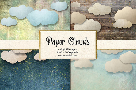 Paper Clouds Backgrounds in Textures - product preview 3