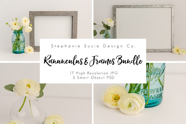 Ranunculus and Gray Frame Styled